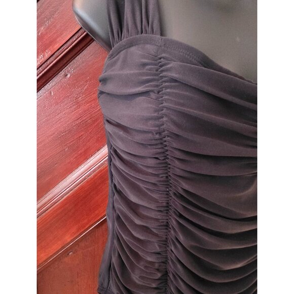 Aqua Green Womens Ruched Black Swimsuit One-Piece Size Large - Picture 2 of 5